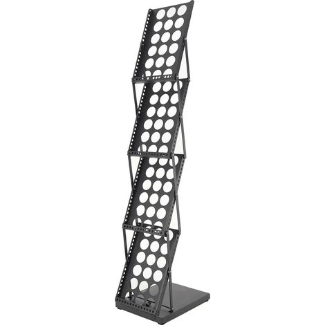 Estante plegable, diseño portátil, expositor multinivel, negro. (1/2)