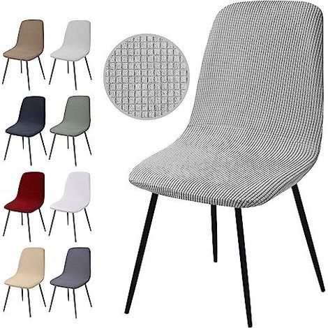 Housse de Chaise Extensible 2 pièces, Housse de Salle à Manger Amovible Lavables Couverture de Chaise en Jacquard Revêtement de Chaise pour Salle à Manger,Hôtel,Décor,Mariage(Y-Gris Argent, 2 Pièces) (1/4)