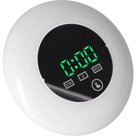 Réveil numérique LED, horloge miroir, thermomètre, horloge électronique 7 couleurs pour chambre ou bureau, vert. (1/5)
