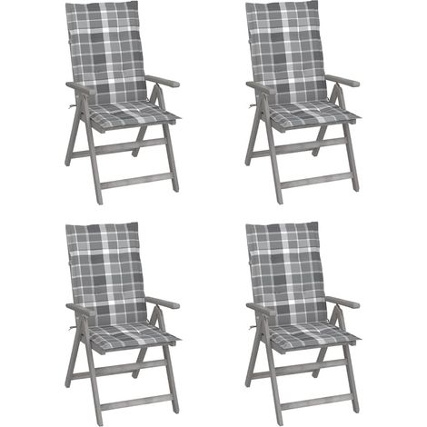 vidaXL Sillas reclinables jardín y cojines 4 uds madera maciza acacia (1/5)