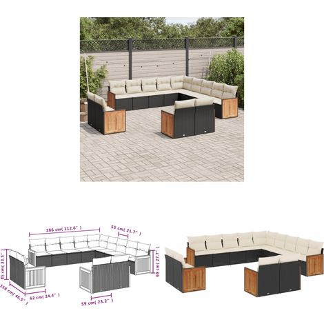13-tlg. Garten-Sofagarnitur mit Kissen Schwarz Poly Rattan - Gartensofas - Outdoor Möbel - Lounge Set - Rattan Gartenmöbel - Gartenlounge - Home & Living (1/3)