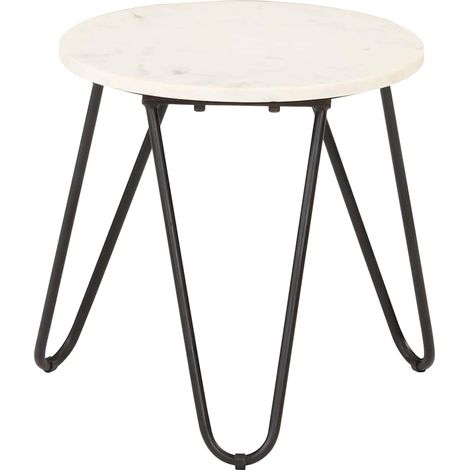 vidaXL Table basse Blanc 40x40x40 cm Pierre véritable texture marbre (1/5)