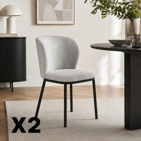 Chaise tissu gris clair dossier courbe (x2) AUREN (1/5)
