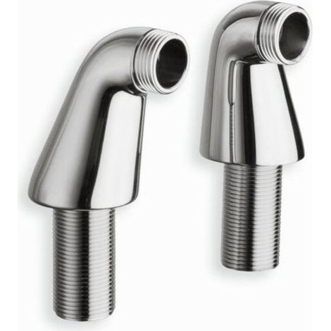 colonnettes chrome pour baignoire - LOT DE 2-inclinées- excentriques- mâle 20x27 (3/4) aux 2 extrémités (1/5)