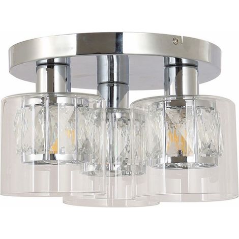 Plafonnier rond triple chrome cristaux Elmo 3xE14 Reality (1/2)