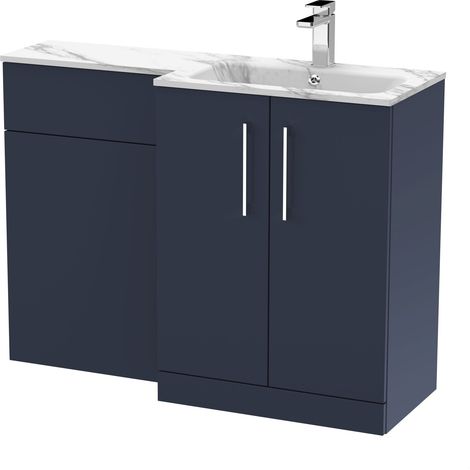 Bramshall Contemporary 2 Door Right-Hand Floor Standing Combination Unit with Stone Basin, Midnight Blue, 1100mm