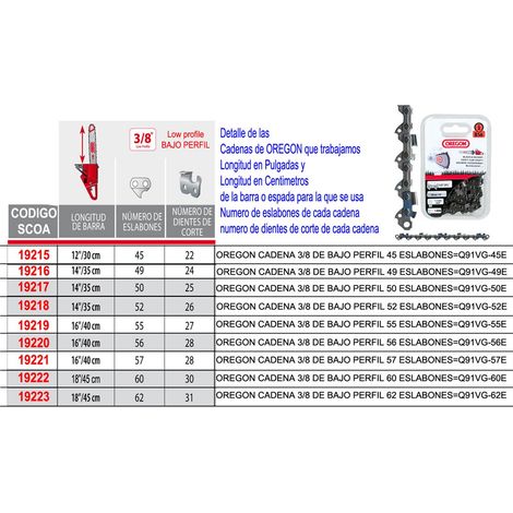 Catena Oregon a basso profilo 3/8 60 maglie Q91VG-60E