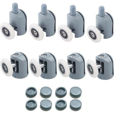 Roulette Porte Coulissante Douche 8 Pièces Roulettes pour Porte de Douche 23mm Douche pour Salle de Bain, 4 Supérieures et 4 Inférieures