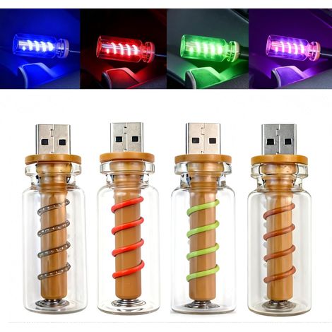 4 veilleuses LED tactiles USB à intensité variable, ampoules USB en verre, éclairage intérieur de voiture élégant, lumière d'ambiance LED rétro, veilleuse de chambre (lignes colorées) (1/5)