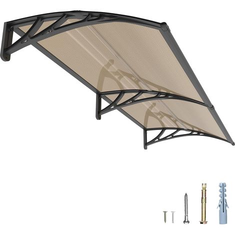 200x100cm Marquise de Porte Extérieure, Auvent Polycarbonate Anti-UV Bloque UV (1/5)