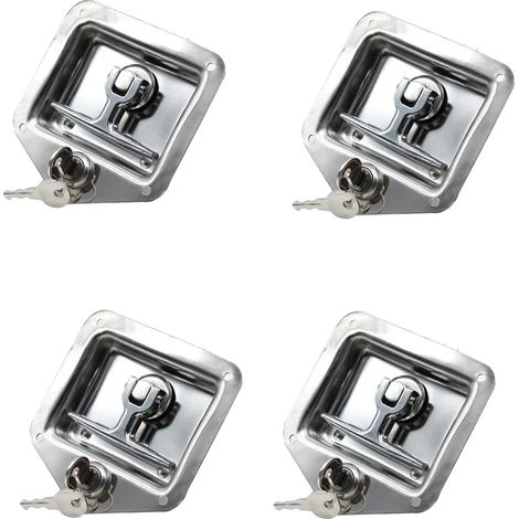 Türenverschluss für Anhänger, Edelstahlkonstruktion, ergonomischer T-Griff, Silber (1/2)