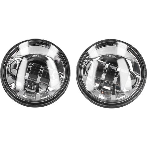 Feu antibrouillard pour moto, 2 pièces, 4,5 pouces, IP67, 6500K, blanc, LED, rond, argent, bol, Spot universel, lampe de conduite (1/5)