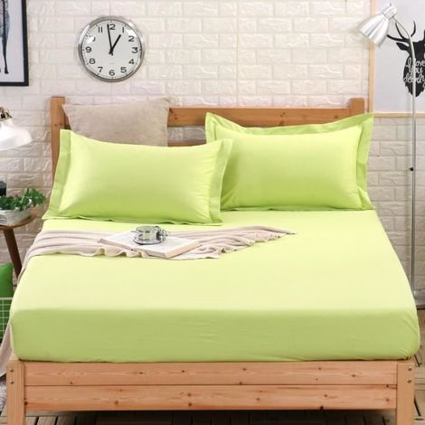 Parure de lit - LEOCLOTHO - Vert - 1 drap housse 120x200 cm - 2 taies d'oreiller 48x74 cm - Coton doux (1/4)