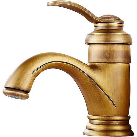 Robinet de Lavabo Rétro Antique en Laiton Brossé, Mitigeur de Salle de Bains Vintage, Robinet de Vasque Nostalgique, Quincaillerie de Salle d'Eau (1/5)
