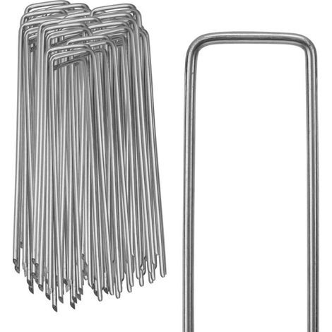 100x Ancre au sol Piquets en acier galvanisé 150x25mm ancrage au sol pour bâches filets de jardinage en U Arrondi (1/5)