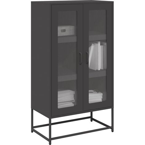 Highboard Schwarz 68x39x123 cm Stahl