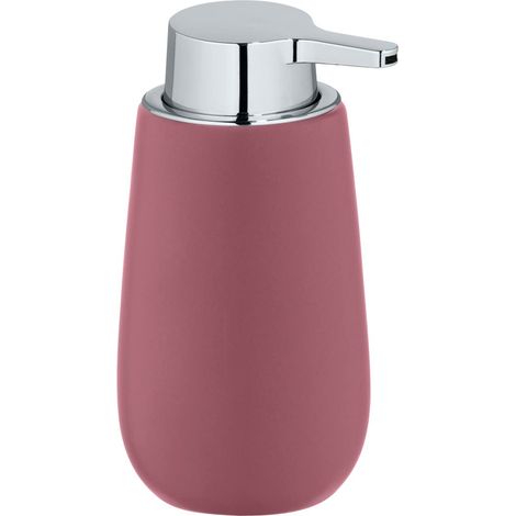 Distributeur de savon liquide rechargeable, céramique à surface mate, pompe en plastique robuste, contenance 320 ml, 9,5 x 16 x 8 cm, rose ancien (1/5)