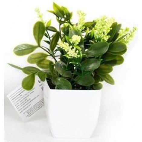 TRADE SHOP - Set 12pz Mini Pianta Fiori Artificiale Con Vaso In Pp Bianco ø6.5x16 Cm Decorazione 231038 - (1/2)