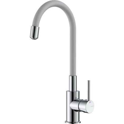 Avapax  Robinet de cuisine - Chrome brillant - Bec flexible - Modèle Abla7216f1 - Design minimaliste