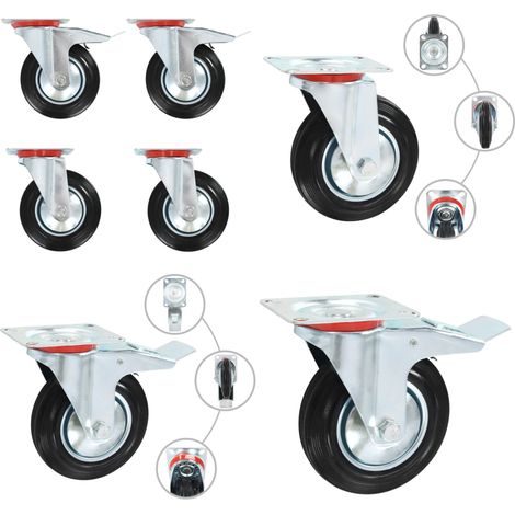 Roulettes pivotantes 4 pcs 160 mm - Roulettes Pivotantes - Roulettes De Chariot - Roues Mobiles - Accessoires Meuble - Fixation Meuble - Home & Living (1/5)
