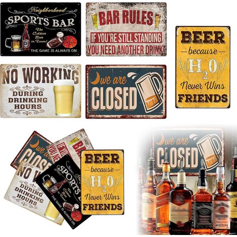 Plaque en tôle rétro bière: 5 pièces 20 x 30 cm Signes drôles de bar, plaque en métal, plaque murale vintage pour maison, café, bar, club, panneaux amusants avec dictons, décoration de bar (1/5)