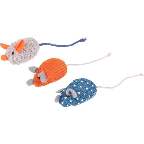 jouet chat lot de 3 souris Floera 14 cm  avec catnip - Flamingo (1/5)