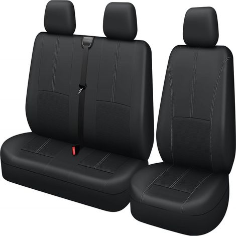 Housse De Siege Universelle - Pour Camionnette Van - En Faux Cuir Respirant - Compatible Avec Sprinter Vito Transit Custom Ducato Daily - 1 Siège Conducteur + 1 Siège Passager Double