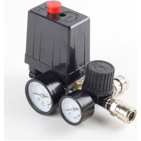 Compresseur Jauges de rgulateur de soupape de commande de pressostat de compresseur d\\'air 220 V 0-180 psi avec connecteur rapide (1/4)