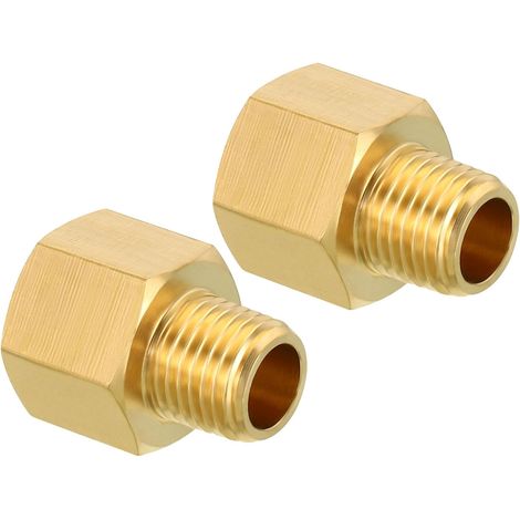 Laiton Tuyau Raccord Hex 1/4 NPT Mâle x 3/8 NPT Femelle 2pcs (1/5)