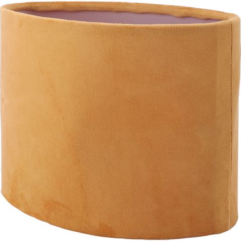 Abat-jour ovale en tissu design pour lampe de table et lampadaire culot E27 E14 universel coloris doré (1/5)