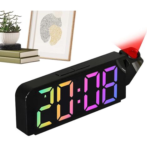 Horloge Réveil avec Projection Variateur Luminosité D'Affichage LED Réveil Alarme Numérique Pour Chambre Dortoir Bureau Nuit Week-End Chevet Adultes (1/5)