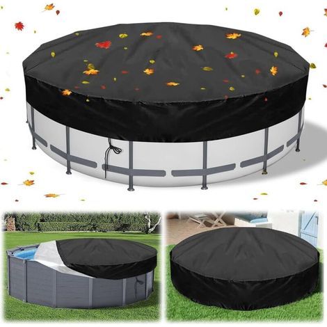 Ikodm – Couverture de piscine ronde 210 cm – Tissu Oxford 210D imperméable – Protection anti-salissures et déchirures – Cordon de serrage (1/5)