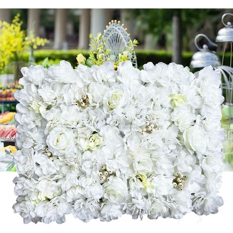 12 KüNstliche Blumen Wand Seidenblume Rosenwand Hintergrund Hochzeit Deco KüNstlich DIY Kunstblumen Fest Geburtstag Hochzeitsfotografie FüR Party Garten Dekor Romantische Paneele Weiß