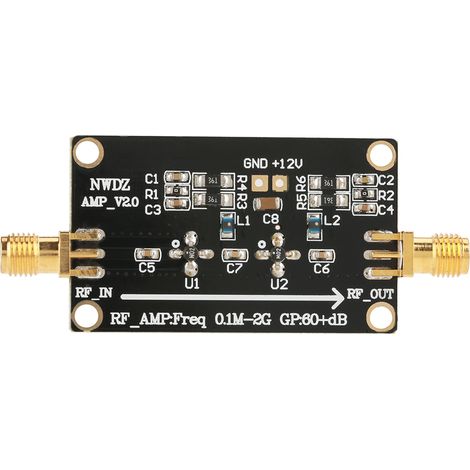 Breitband-HF-Verstärker, rauscharmer Verstärker (LNA), 0,1 MHz-2 GHz, 60 dB Verstärkung, zweistufige Verstärkung. (1/5)