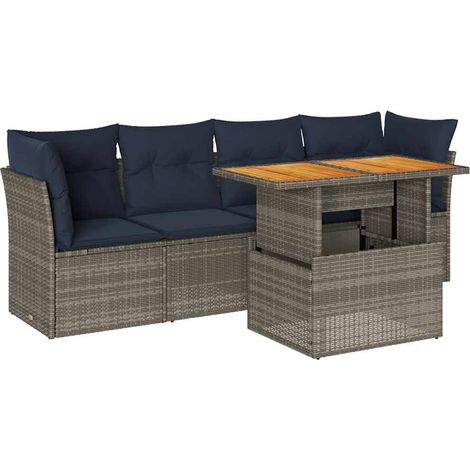 Maison Exclusive - 5-tlg. Garten-Sofagarnitur mit Kissen Grau Pol