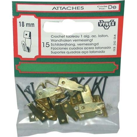 Crochet VYNEX 18 mm 1 aiguille finition laiton lot de 15