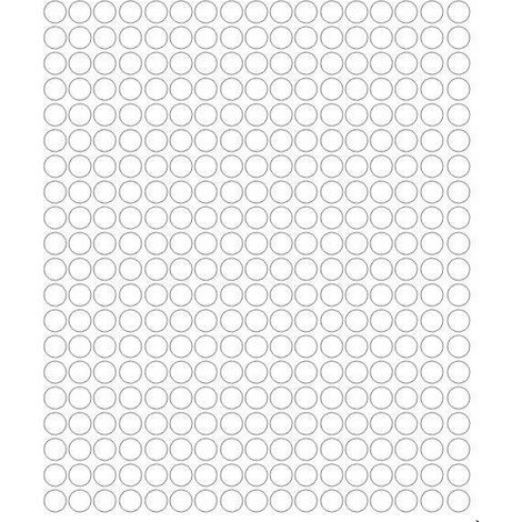 Adesivi circolari da 1 cm, pois, 357 pezzi, bianco lucido