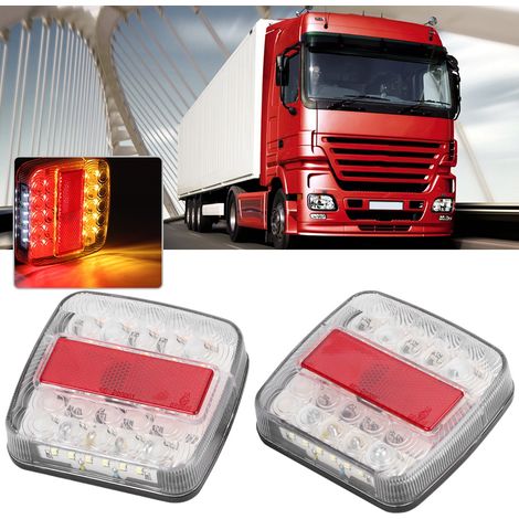 12V/24V 20LED zweifarbige Rückleuchten für LKW-Anhänger, 2 Stück, weiße Optik, wasserdichte LED-Beleuchtung, Blink- und Bremslichtfunktion, kompatibel mit Nutzfahrzeugen. (1/5)