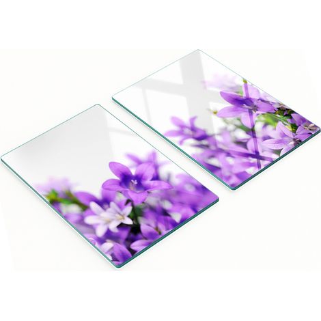 Tableaux décoratifs multifonctionnels en verre, motif cloches violettes, 2 x 40 x 52 cm (1/5)