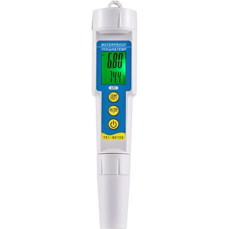 Mini testeur de qualité d'eau pro 3 en 1 analyseur multi-paramètres pH TDS thermomètre sonde remplaçable écran LCD rétroéclairé pour aquarium hydroponie piscine spa