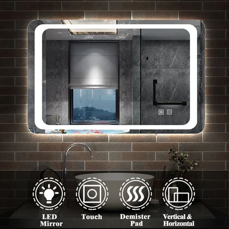 Designer Illuminated LED Mirror Bathroom with Lights,Demister and Touch Switch-800x600 (1/4)