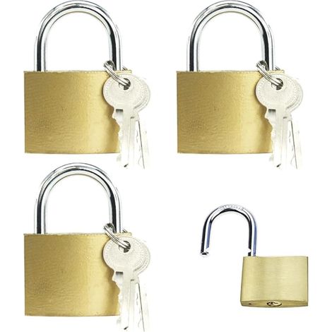 3 Pièces Cadenas, Cadenas Clé - Cadenas 25Mm - Avec 3 Clés - Sécurité Fiable Pour Casier, Bagage Ou Portail - Corps En Laiton - Résistant - Anse En Acier Trempé (1/5)