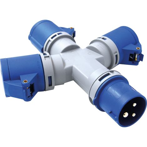 Adattatore Industriale Triplo Electraline Blu Art 80800