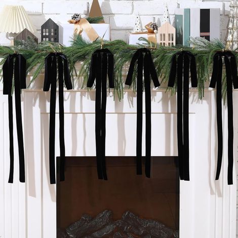 Ribbon Bow - Velvet Christmas Bow - For Tree Topper Staircase Garland Wreath - 23.5 X 15.5 Inch - Red - 1 Piece (1/5)