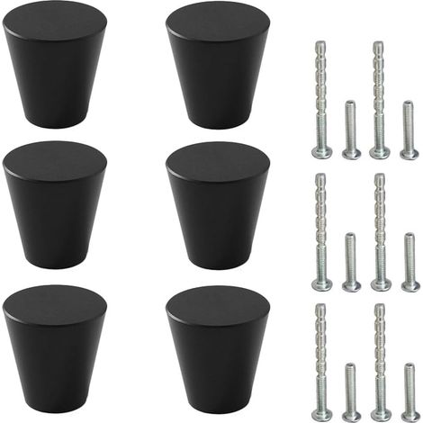 6 Boutons de Meuble Noir, Moderne Poignée Ronde Armoire, Petits Boutons de Tiroir, Métal Boutons de Porte pour Placards Cuisine, Armoires, Commodes, Penderies, Décoration, 20x23mm (1/5)