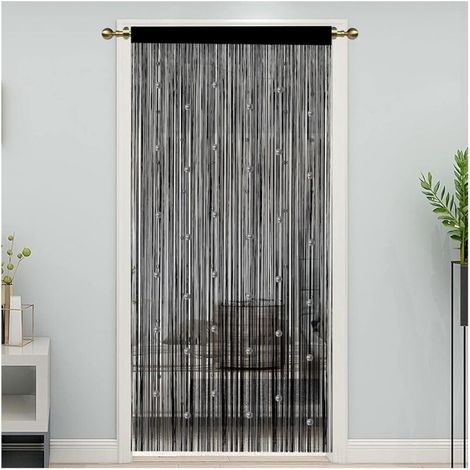 noir, 100 x 200 cmRideau de porte en perles, moustiquaire pour portes, fenêtres, cloison de séparation de pièces, panneaux de porte, de salon, de chambre à coucher, de placard (1/4)