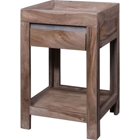 tavolo d'appoggio in legno di Sheesham / palissandro 40x40x60 smoked oak laccato SYDNEY 236