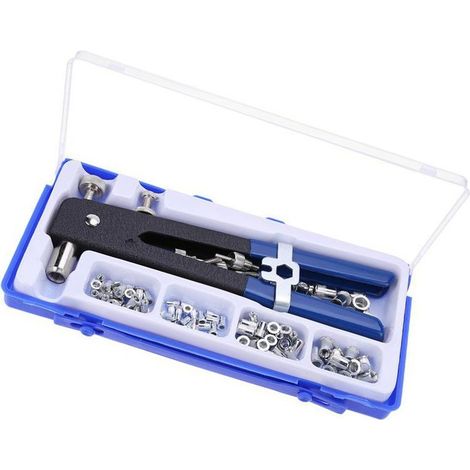 Kit de Pistolet à Riveter pour écrou à main 86pcs Riveter Manuelle Rivet Écrou Fileté Inserts M3 M4 M5 M6 M8 pour Voitures Remorques Cartes Électriques et Autres Applications (1/5)