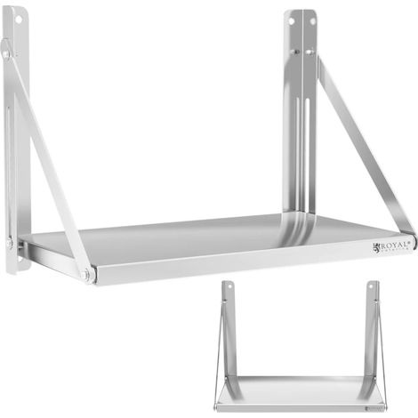 Mensola a muro pieghevole in acciaio inox per ristorazione, portata fino a 40 kg, dimensioni 60 x 30 cm.