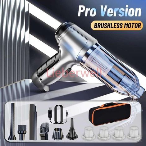 95000PA Cordless LIEBERWELL Handheld Car Vacuum Cleaner 120W Portable Auto Vacuum with Updated 4 Filter Bag, Silver Pro Version (1/5)